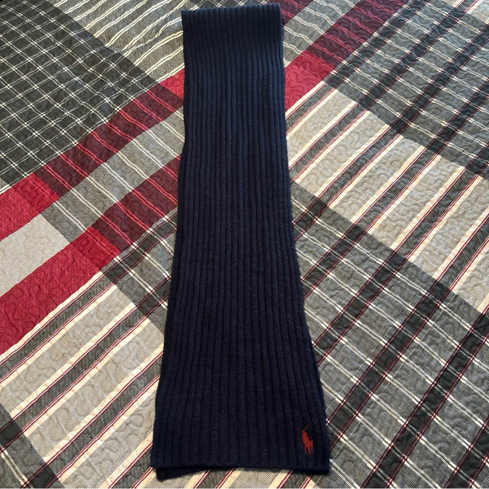 Polo Ralph Lauren Dark Blue Scarf with Yellow Logo